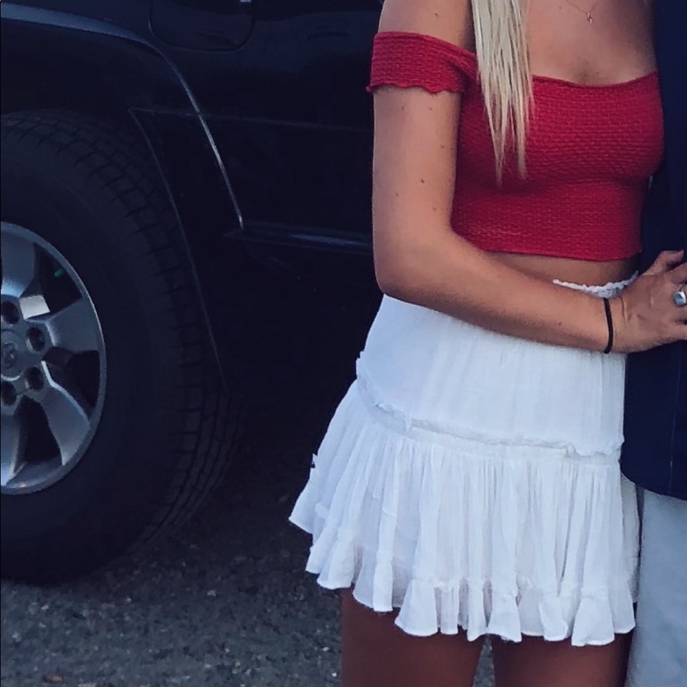 White mini skirt